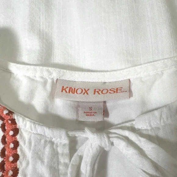 Knox Rose White Embroidered Flutter Sleeve Tiered Mini Dress Small VN1979753 - Picture 4 of 5